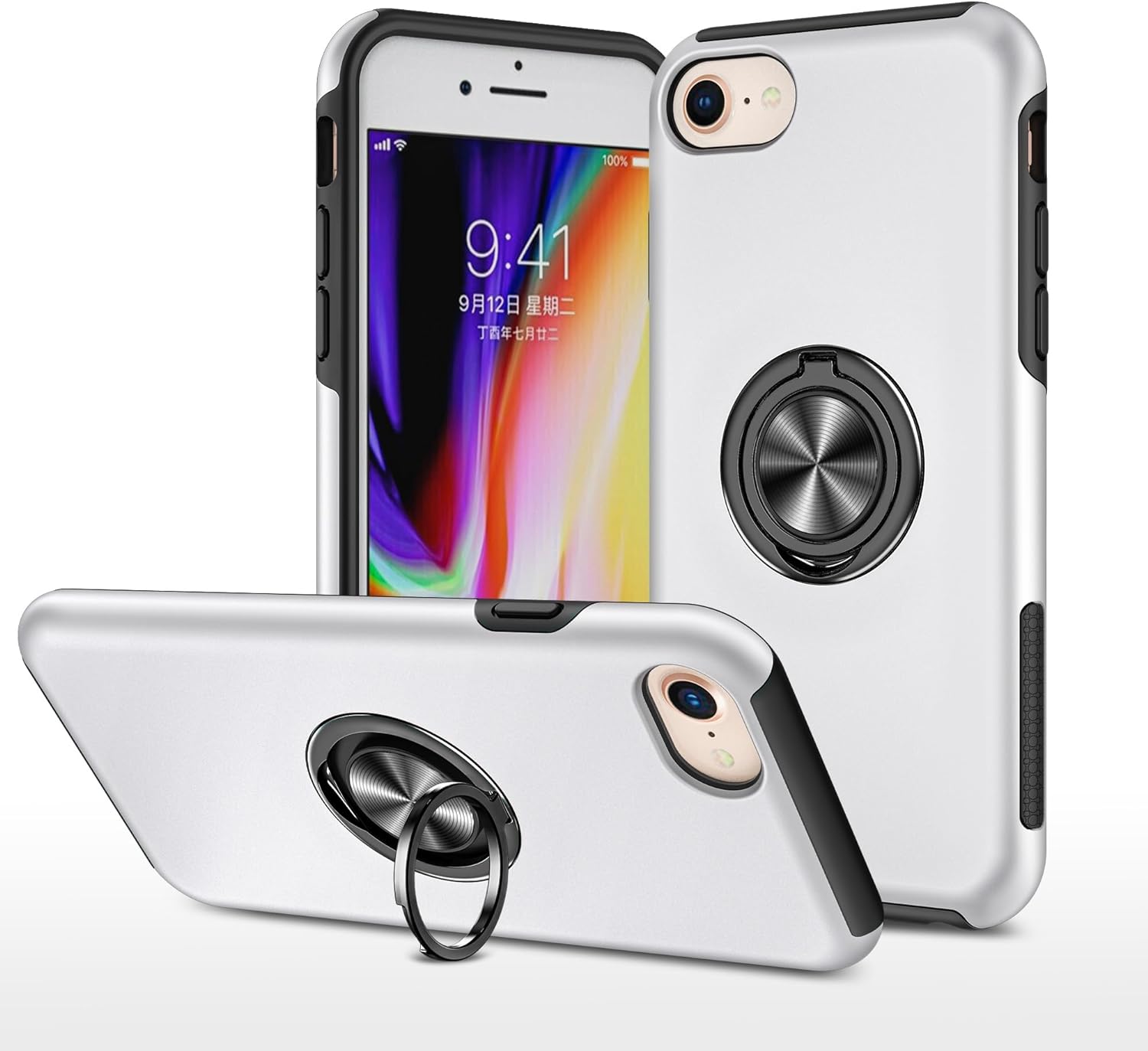 Étui hybride magnétique avec anneau invisible pour iPhone 7 Plus / 8 Plus Étui hybride magnétique avec anneau invisible pour iPhone 7 Plus / 8 Plus